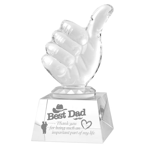 QIANCHANG Best Dad Gifts from Daughter Son, Thumbs Up Crystal Glass Trophy Award, Personalized Gifts...