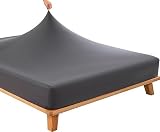 AVA.Home のびのびシーツ ファミリー ロング ショート兼用 ストレッチ やわらかニット 薄型 厚型 伸縮 マットレスカバー ベッドカバー 敷ふとん 無地 オールシーズン チャコールグレー
