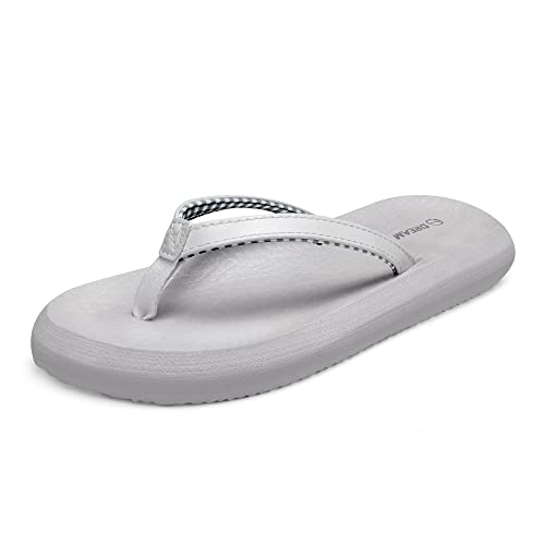 DREAM PAIRS Women's Arch Support Flip Flops, Comfortable Soft Cushion Thong Sandals for Summer Beach Daily Casual Wear 5 Grey