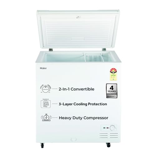 Haier HFC-230SM5, 5 Star Rating Single Door Convertible Deep Freezer, Heavy Duty Compressor with inside metal Liner, Compact Design with Removable Gasket (White)