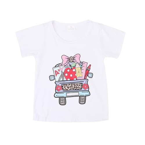 Image of Toddler Girls Back to School Pencil Outfits Set Ruffle T-Shirt Dress and Pants Outfit Set 3-8Years