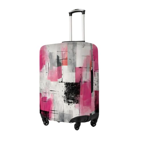 Abstact Pink Black Stretchable Luggage Covers for Suitcase TSA Approved, Dust Proof and Scratch Resistant Travel Luggage Protector for Carry On (22-24 in)2