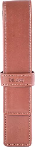 Image of DiLoro Leather Single Pen Case Pencil Pouch Holder for One Fountain Ballpoint Rollerball Pen and Pencil (Bugatti)
