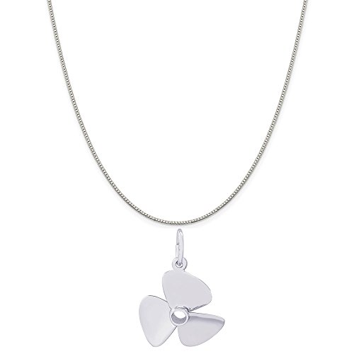 Rembrandt Charms Sterling Silver Propeller Charm on a Sterling Silver Box Chain Necklace, 18\"