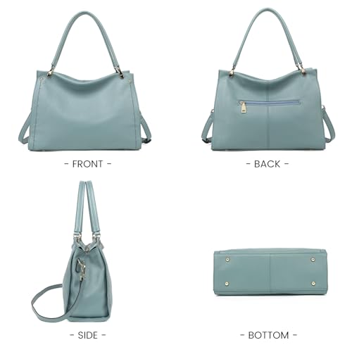 Image of KOGTLA Medium Genuine Leather Tote Handbags for Women, Ladies Soft Satchel Shoulder Purses, Two-Handle Hobo Bags