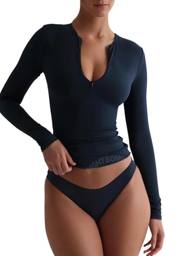 Image of SIGHTBOMB Microfiber Ultra Soft Round Neck Front Zip Long Sleeve Cuddle TEE Active WEAR /Casual WEAR TOP for Women