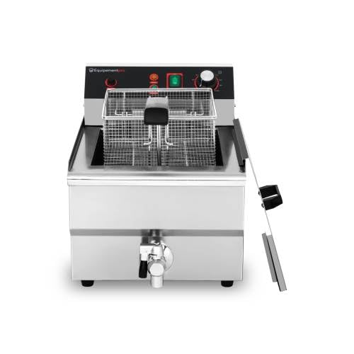 Freidora profesional de acero inoxidable 10L con grifo - 230V de alto rendimiento para aperitivos y restaurantes - Comida rápida - Equipementpro EF-101V