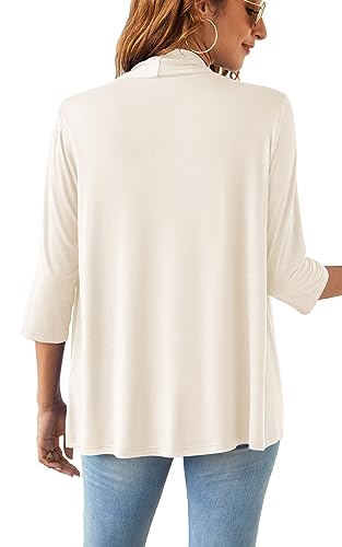 Wiwclo Veryoung Women's 2026 Casual 3/4 Sleeve Cardigan Lightweight Soft Open Front Summer Cardigans Front Tie UK, Apricot, Large - Image 5