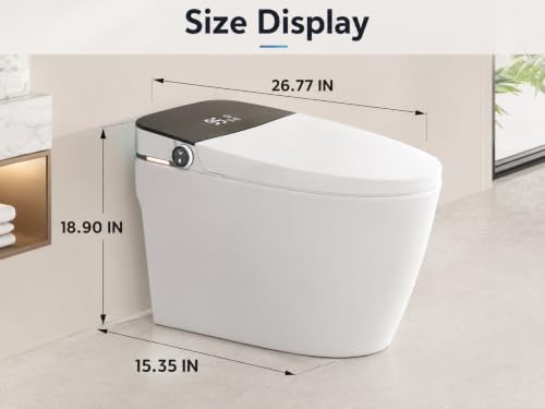 Inodoro inteligente Garvee con bidé integrado, descarga automática con tanque | Asiento calefactado, secador de aire, múltiples modos de limpieza, sensor de pie y control remoto miniatura 6
