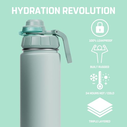 Vesmoon Vessence 24 Oz Stainless Steel Tea Infuser Bottle for Loose Leaf Tea, Water, Herbs, Fruits - Triple Layered Insulated, Leak Proof Bottle with Lid and Clip Handle - 24 Hours Hot/Cold