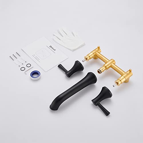 Qinkell Tub Faucet Wall Mount Roman Tub Filler Black Brass Bathtub Faucets With 2 Handles #TOP6