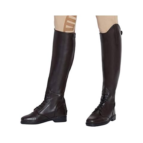 TuffRider Ladies Starter Back Zip Field Boots in Synthetic Leather, Mocha, 8 Slim Cover