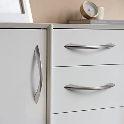 Image of 5 Pack Brushed Nickel Cabinet Pulls 5 Inch Arch Twisted Silver Handles Drawer Kitchen Cupboard Bathroom Dresser Cabinet Hardware Zinc Alloy