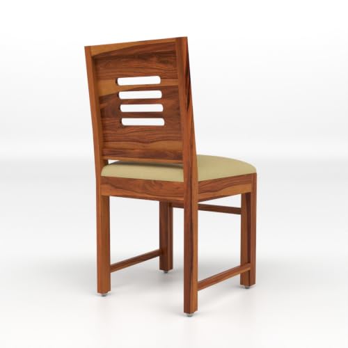 Image of Solid Sheesham Wood Dining Chair Set of 2 with Cushion | Wooden Dining Chairs for Living Room, Dining Room & Office | Comfortable Study Chair for Home & Office | Rosewood Finish