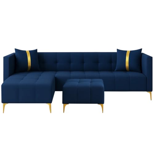Image of Sleepify Livingstyle 6 Seater LHS L Shape Sofa Set with Centre Table (Blue)