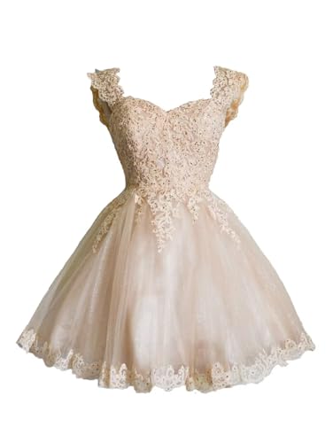 Image of Sweetheart Homecoming Dress Lace Appliques Prom Dress Beaded Lace Mini Dresses