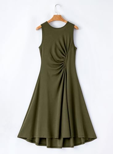 Image of Happy Sailed Women's Summer Dresses Sleeveless Ruched Waist A Line High Low Midi Cocktail Dress(Waist Tight,Please Size Up)