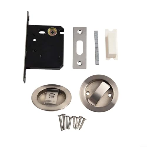 Cerradura de puerta corredera con un solo gancho e indicador visible rojo verde para puertas de baño, material de aleación de zinc que ofrece un rendimiento seguro y duradero (plata)