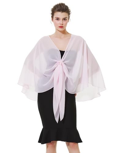 BEAUTELICATE Chal mujer Fiesta para Bodas Vestido Noche Gasa Bufanda Primavera y Verano Elegante Ligero (Pale Pink)