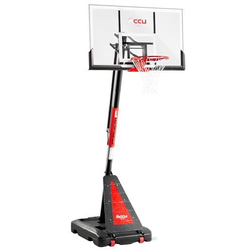 ACCU LEVEL Crank Lift Basketball Hoop Outdoor 7.5-10ft Adjustable Portable Basketball Goal for Youth and Adults 54