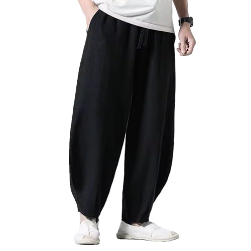 Pantalon large en coton et lin pour homme style vintage