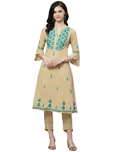 Image of Ada Hand Embroidered Lucknowi Chikankari Cotton Kurta Set for Women A100320