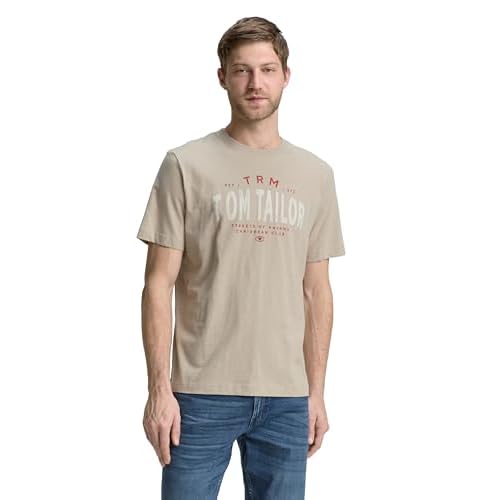 TOM TAILOR Herren 1046756 T-Shirt, 11032 - Cashew Beige, S EU