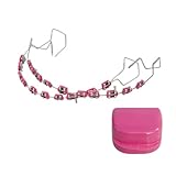 2pcs zahnärztliche falsche Zahnspangen mit Aufbewahrungsbox Metalldrähten Klammer (Rosenrot)