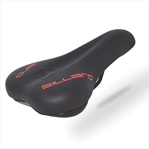 Image of Spin Bike Seat Saddles Comfortable Bicycles Seat PU Foam Padded Bicycle Saddle - Dual Shock Absorbing Airflow System Waterproof Universal Fit for Indoor /Outdoor Bikes Men Women (H-Black & Orange)