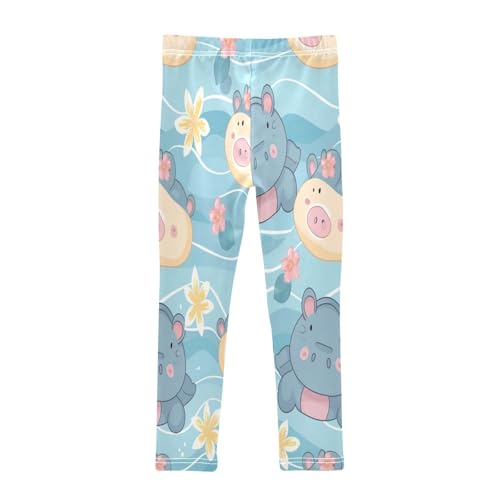 Bolaz Toddler Girls Leggings Printed Yoga Pants Leggings Blue Yellow Hippo for Kids2