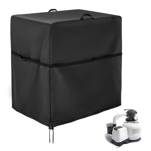 Kingling Pool Sand Filter Cover for Intex Pool Sand Filter Pump, Sand Filter Pump Outdoor Waterproof Protection Cover for Above Ground Pools Pump Cover - 33''L x24''W x34''H(Black)