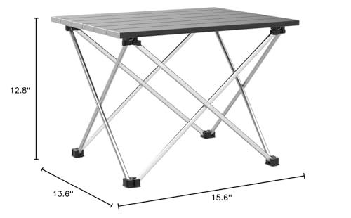 Image of Grope Portable Camping Table with Aluminum Table Top, Folding Beach Table Easy to Carry, Prefect for Outdoor, Picnic, BBQ, Cooking, Festival, Beach, Home Use (Black-S)
