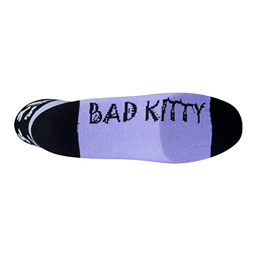 SockGuy, Classic Bad Kitty Womens Socks, cuff height 2", size S / M, Black/Light Purple3