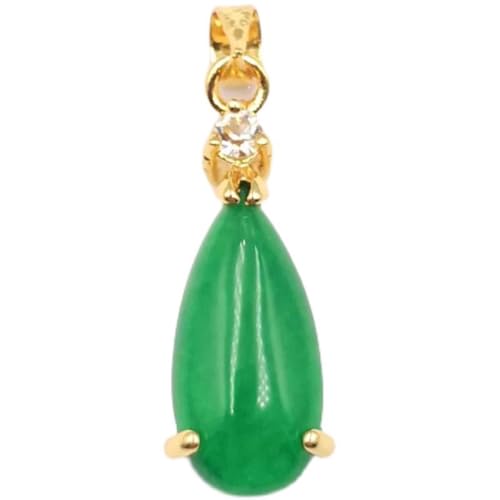 Collier jade vert Feng Shui pour femme avec pendentif goutte argent doré S925