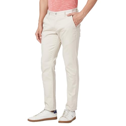 Image of Park Avenue Men's Regular Fit Mid Rise Neo Fit Cotton Blend Solid Pattern Flat Front Casual Chinos