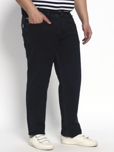 Image of Cotton Comfort Fit Jeans for Men | Full-Length Solid Denim Pants with Button Closure, Embroidered Design, Mid-Rise Casual Trousers for Daily | Classic Jeans for Office Bottoms (DI-249)