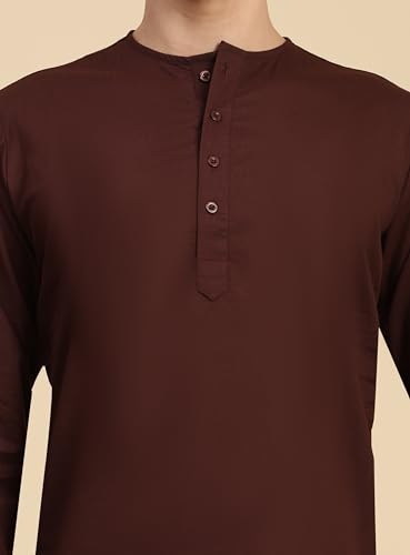 Image of SKAVIJ Men's Pure Cotton Solid Kurta Pajama Set Round Neck Casual Yoga Dress