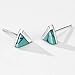 Michooyel Turquoise Stud Earrings for Women 925 Sterling Silver and Handmade Earrings Simple Jewelry Triangle Cut Earring