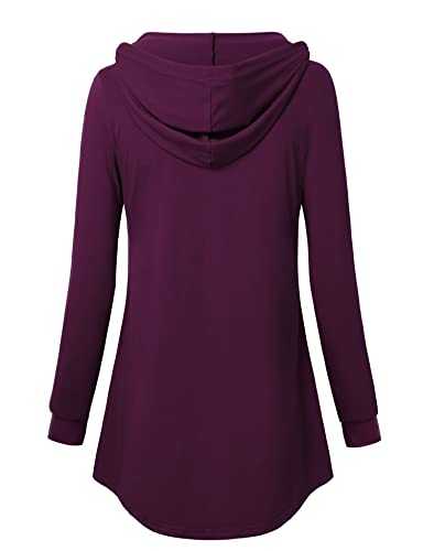 Lotusmile Women's Long Sleeve Hooded Tunic Tops Button Swing Pullover Hoodie Sweatshirts(Violet, X-Large) #TOP2