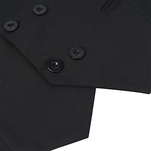 Boyland Men's Double Breasted Business Wedding Vests Dress Waistcoat 10 Buttons Closure V-Neck Suit Vest Slim Fit Plus Size #TOP4