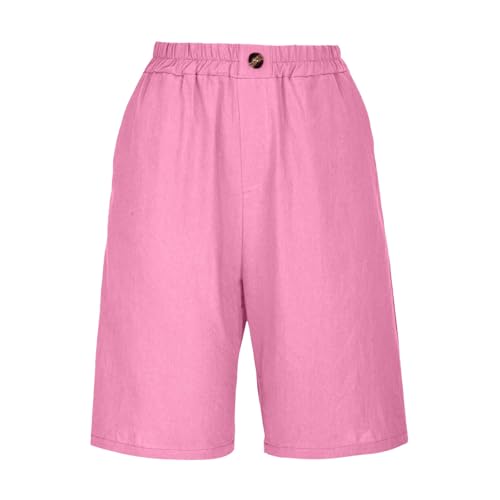 Bermuda Shorts for Women Cotton Linen Wide Leg Plus Size Pants Casual Loose Elastic Waist with Pockets Summer Clothes4