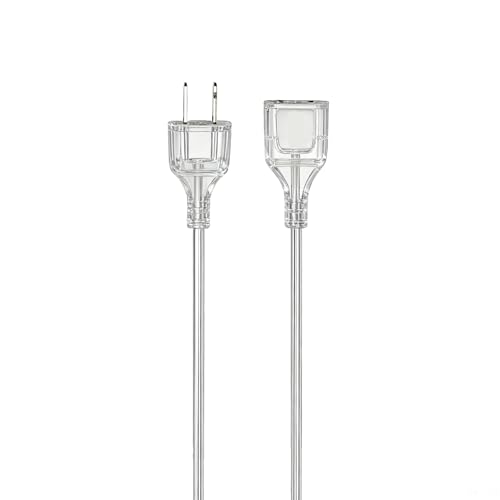 Jplenty Clear Extension Cord Thin 6 Feet for Lamp Camera LED Light Chrismas Light TV 2 Prong Single Plug 5A 125V 625W