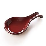 ONEMORE Ceramic Spoon Rest for Stove Top - Extra Wide Heat-Resistant Ladle Holder for Kitchen Counter Utensils/Tools - Large, Red