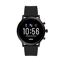 Fossil Gen 5(44mm, black) Carlyle Silicone Touchscreen Men’s Smartwatch with Speaker, Heart Rate, GPS, Music storage and Smartphone Notifications – FTW4025