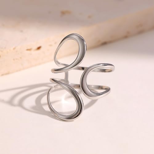 CSIYANJRY99 Gold Rings for Women Non Tarnish Adjustable Thumb Ring for Women Finger Ring Chunky Gold Silver Rings Anillos Para Mujer Stainless Steel New Year Anniversary Birthday Jewelry 5