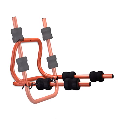 Relaxdays Bike Wall Mount Fahrrad Wandhalterung, 2 Räder, bis 30kg, klappbar, HBT 28 x 47,5 x 51 cm, Fahrradaufhängung Wand, rot/schwarz, Stahl