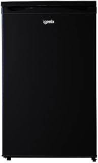 Igenix IG255B Freestanding Under Counter Larder Fridge with 2 Adjustable Glass Shelves, 1 Salad Drawer with Shelf On Top, Reversible Door, 136 Litre Capacity, 55 cm Wide, Black