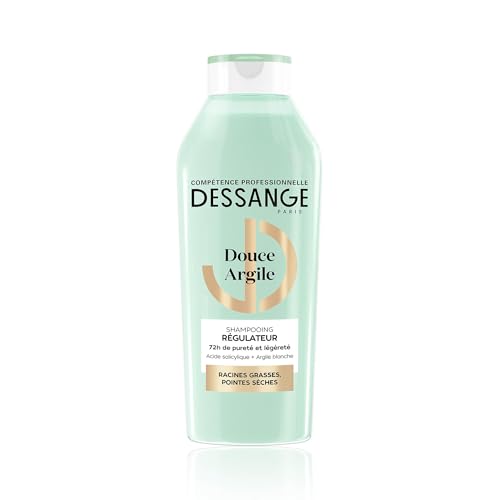 DESSANGE - Shampoing Régulateur Douce Argile - Formule Enrichie En Acide Salicylique & Argile Blanche - Purifie Les Racines & Adoucit Les Pointes - Racines Grasses & Pointes Sèches - 280ml