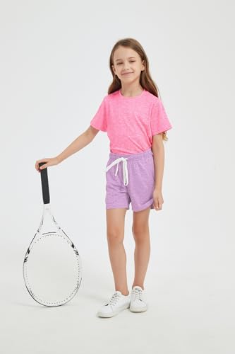 Phedrew 4-Pack Girls' Athletic Shorts High Waisted Quick Dry Active Shorts with Pockets Multipack (5-18 Years)4