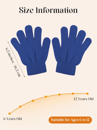 Image of Cooraby 12 Pairs Kid's Winter Magic Gloves Children Stretchy Warm Magic Gloves Boys or Girls Knit Gloves for 6-12 Years